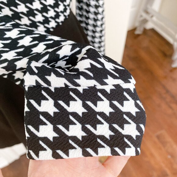 New Houndstooth Fitted And Flare Long sleeves mini Dress - Picture 3 of 8